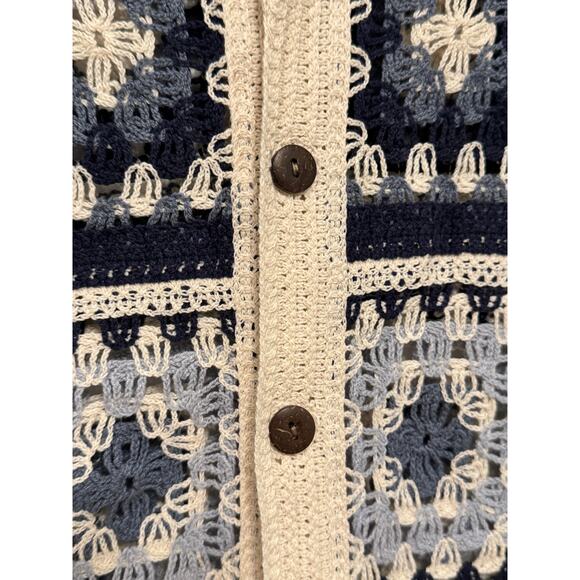 NWT Men's Morse Code Short Sleeve Notch Collar
Crochet Shirt in Navy - Picture 7 of 13